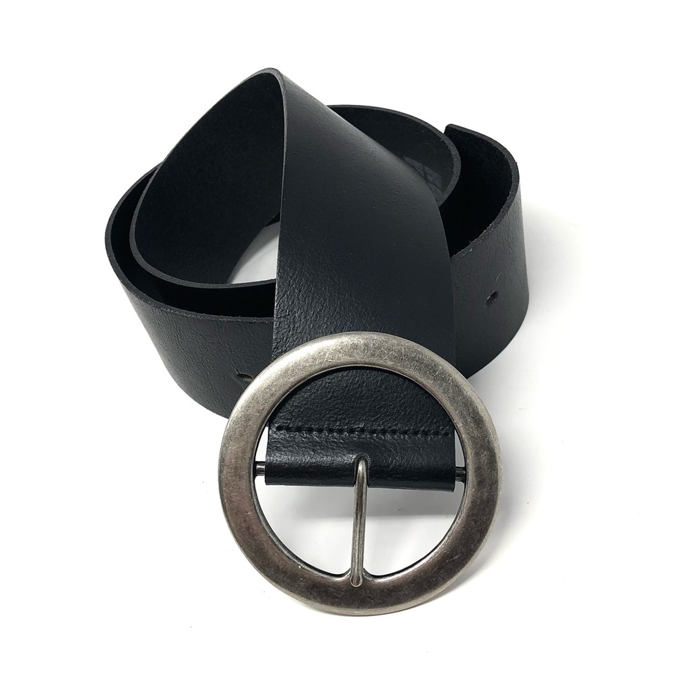 Jacob Connexion vintage Italian leather belt with burnished silver tone hardware